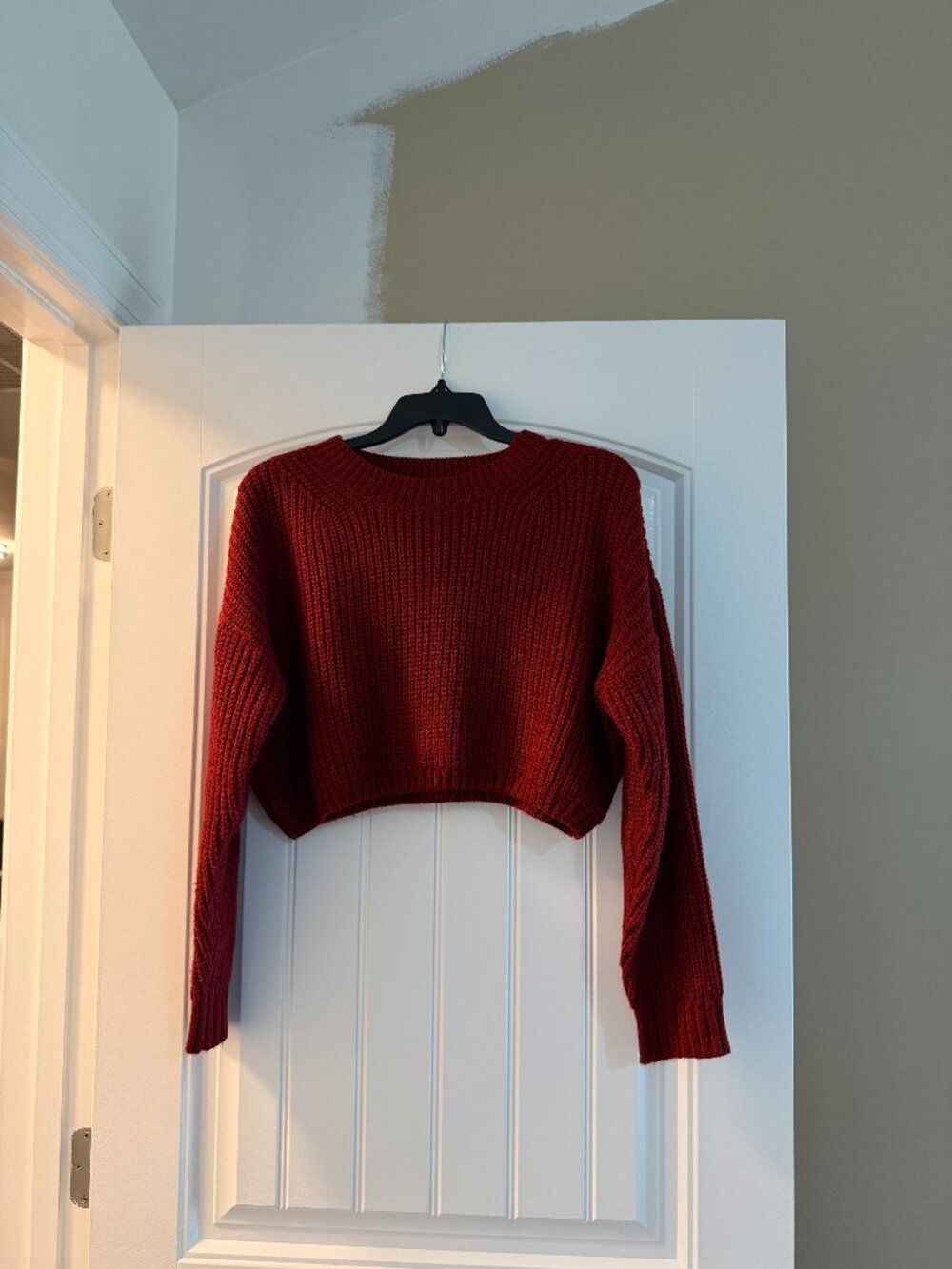 SHEIN Cropped Knitted Sweater (Maroon/Red) Women's Medium